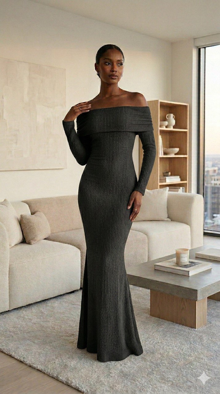 Vestido Largo Corrugado Aurora Línea Esencia, Elegancia Atemporal y Comodidad Extrema