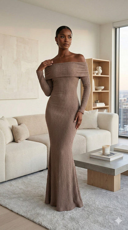 Vestido Largo Corrugado Aurora Línea Esencia, Elegancia Atemporal y Comodidad Extrema